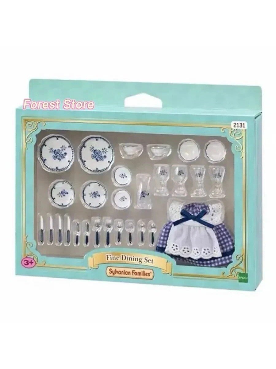 Sylvanian Families Набор Изящный обеденный сервиз 2131, миниатюрная посуда и фартук, игровой набор для кукол