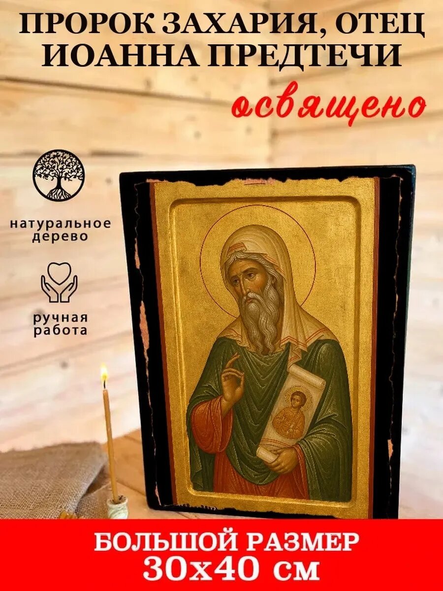 Икона Пророк Захария, отец Иоанна Предтечи, на дереве, 30×40 см