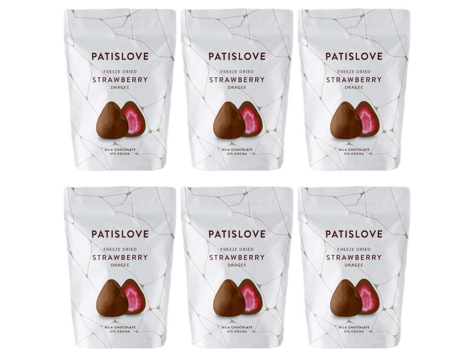 Patislove Драже клубника-молочный шоколад, 80 г, 6 уп.