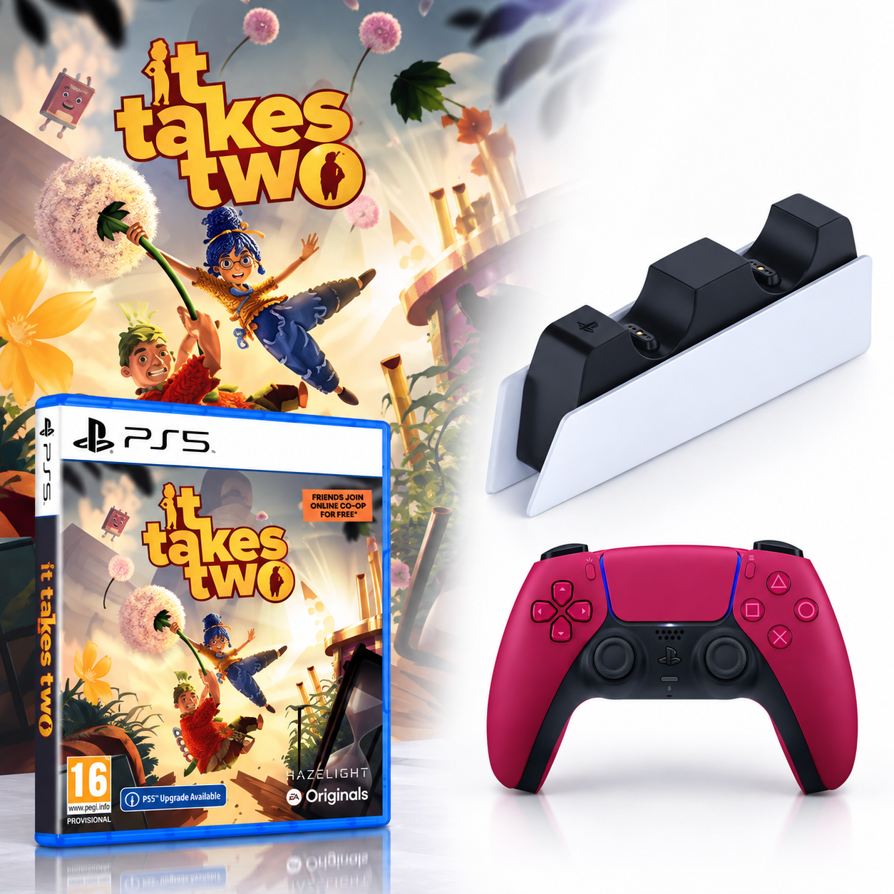 Sony DualSense Wireless Controller Cosmic Red для PS 5, +Зарядная станция +It Takes Two