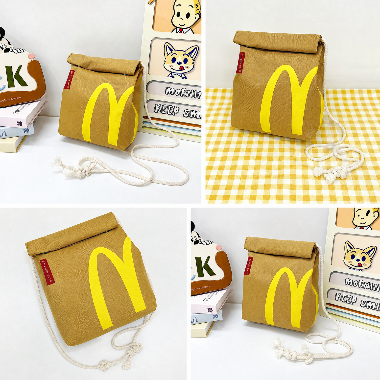 Рюкзак McDonald`s, школьный, унисекс, для средней и старшей школы, бежевый, нейлон (Объем: 13 л)