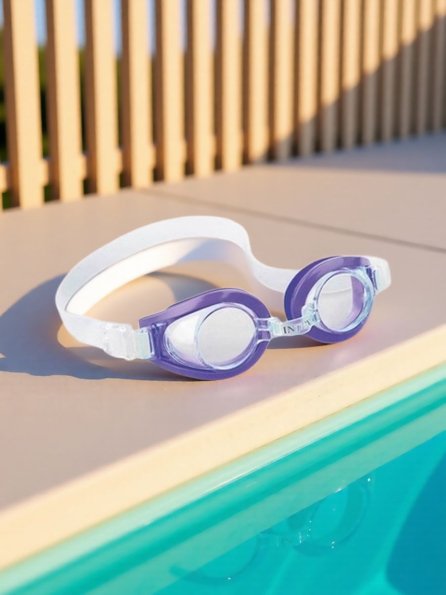 Очки для плавания детские от 3 лет Intex 55602, фиолетовые регулируемые очки для бассейна и моря