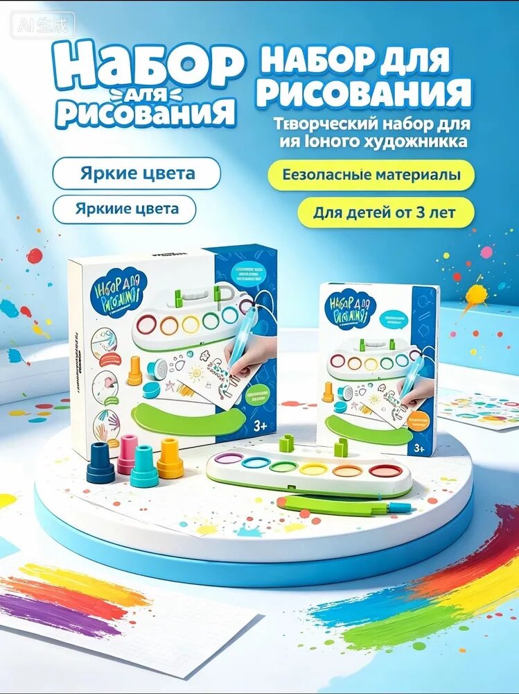 Набор для рисования для девочек и мальчиков детский подарочный с умной кисточкой, подарок на 8 марта для девочки
