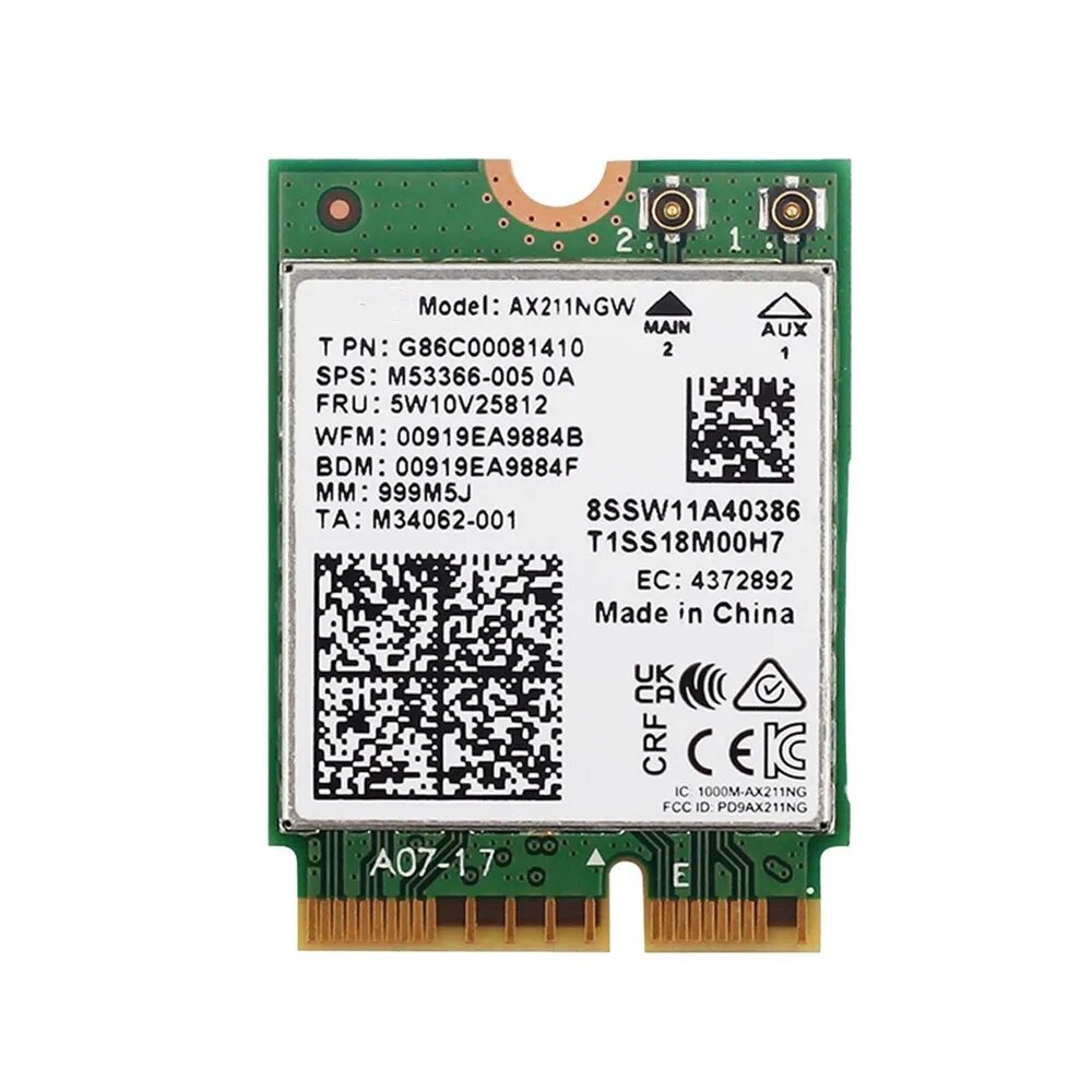 AX211NGW WiFi 6E M.2 Key E CNVio2 Двухдиапазонная беспроводная сетевая карта 2,4 ГГц/5 ГГц Адаптер 802.11Ac Bluetooth 5.2