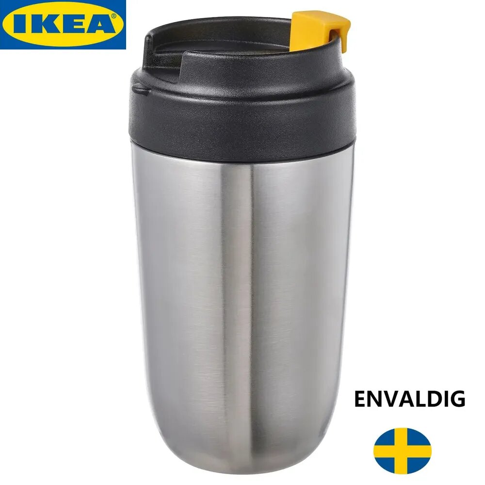 IKEA Термос 0.35 л, для еды, с блокировкой крышки в виде замочка, крышка-чашка, серебристый