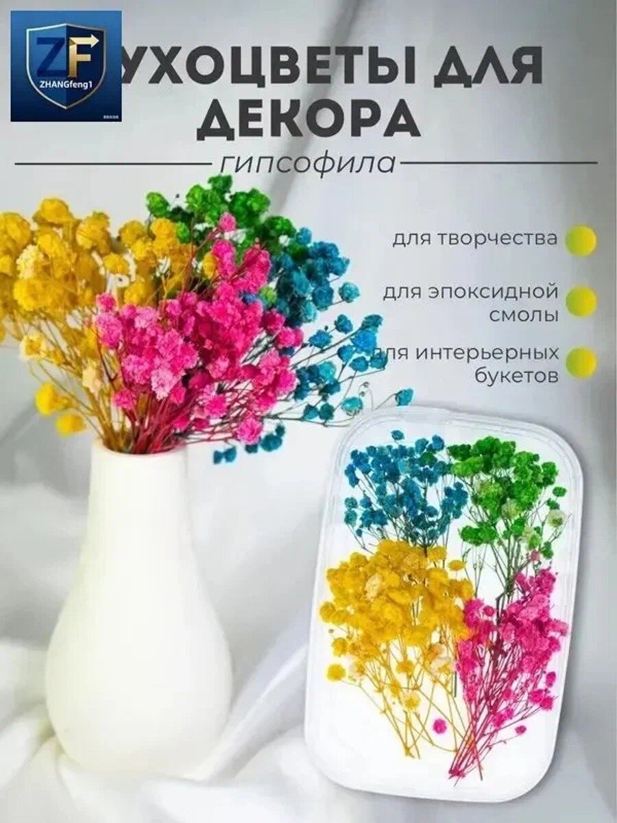 Сухоцветы Гипсофила, 1 шт, разноцветный, размер упаковки 17х12х3 см, модель N466