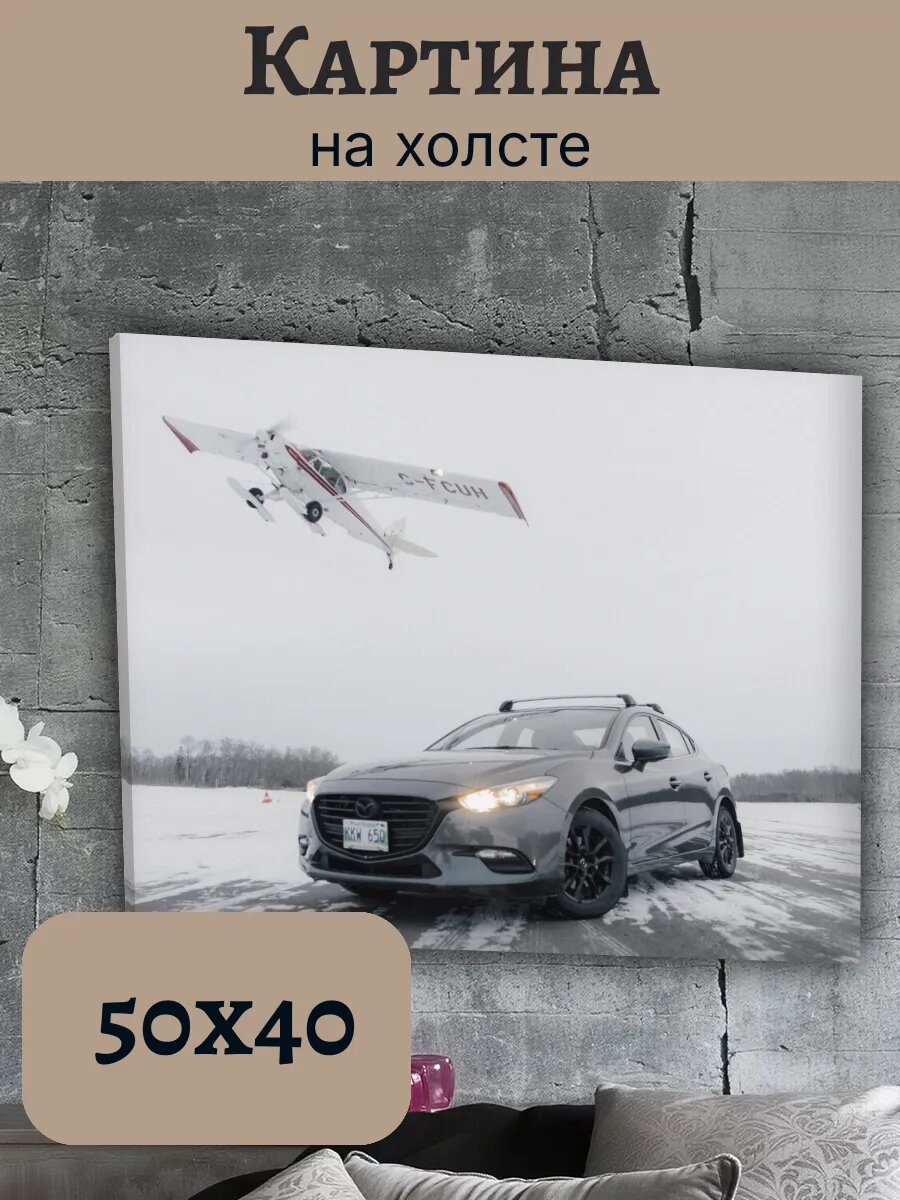 Картина Постер Мазда Mazda 40x50 зимний пейзаж