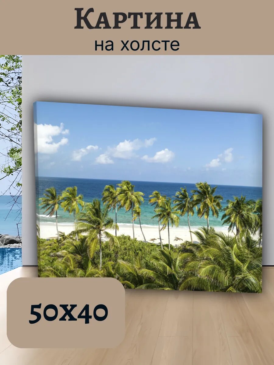 Картина Постер Мальдивы 40x50 тропический пляж с пальмами