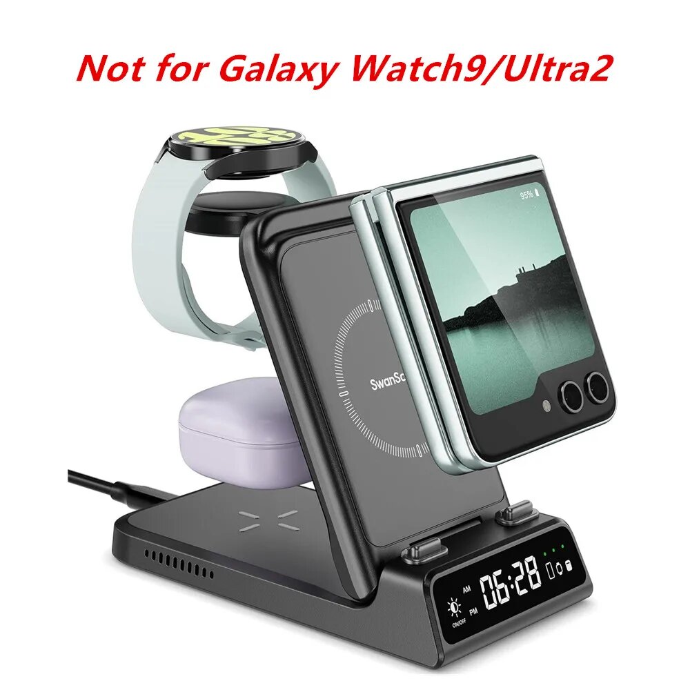 Беспроводное зарядное устройство SwanScout 703F для Samsung Z Flip 8 7 6, Galaxy Watch 8 7 6, зарядная станция для Buds 3, Moto Razr 60 50