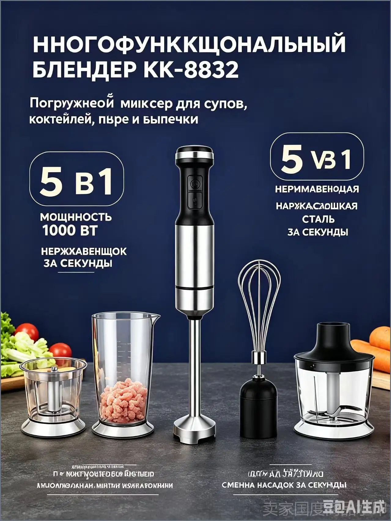 Погружной блендер A#1006700876995, серый металлик