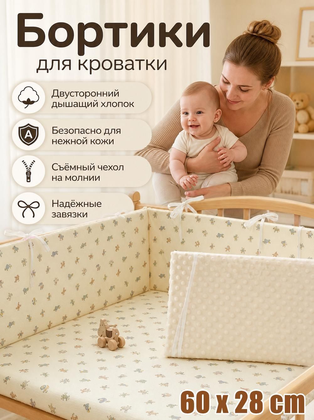 Защитный бортик для детской кроватки