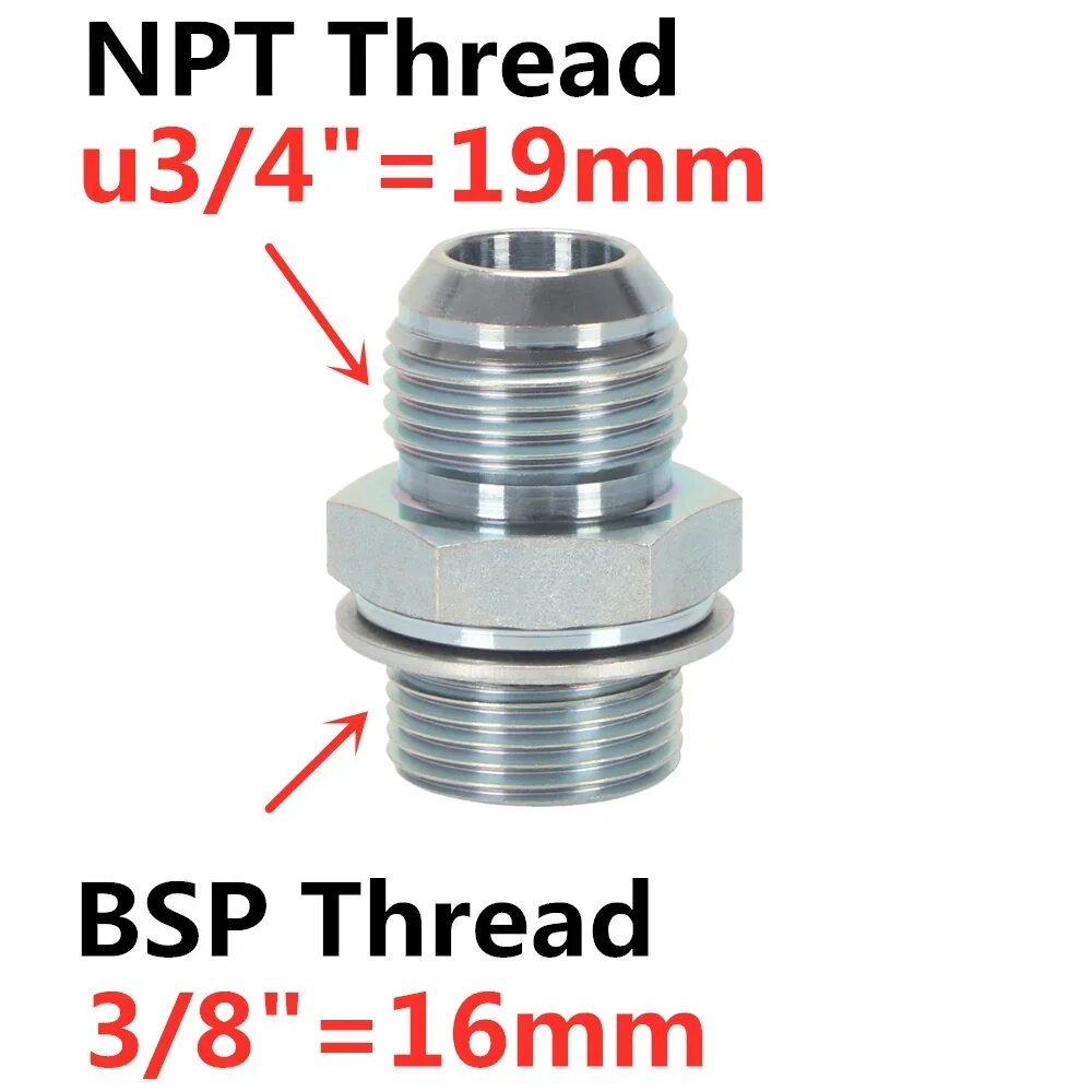 Переходник NPT 3/4" - BSP 3/8" 19mm-16mm, 1JG-08-06