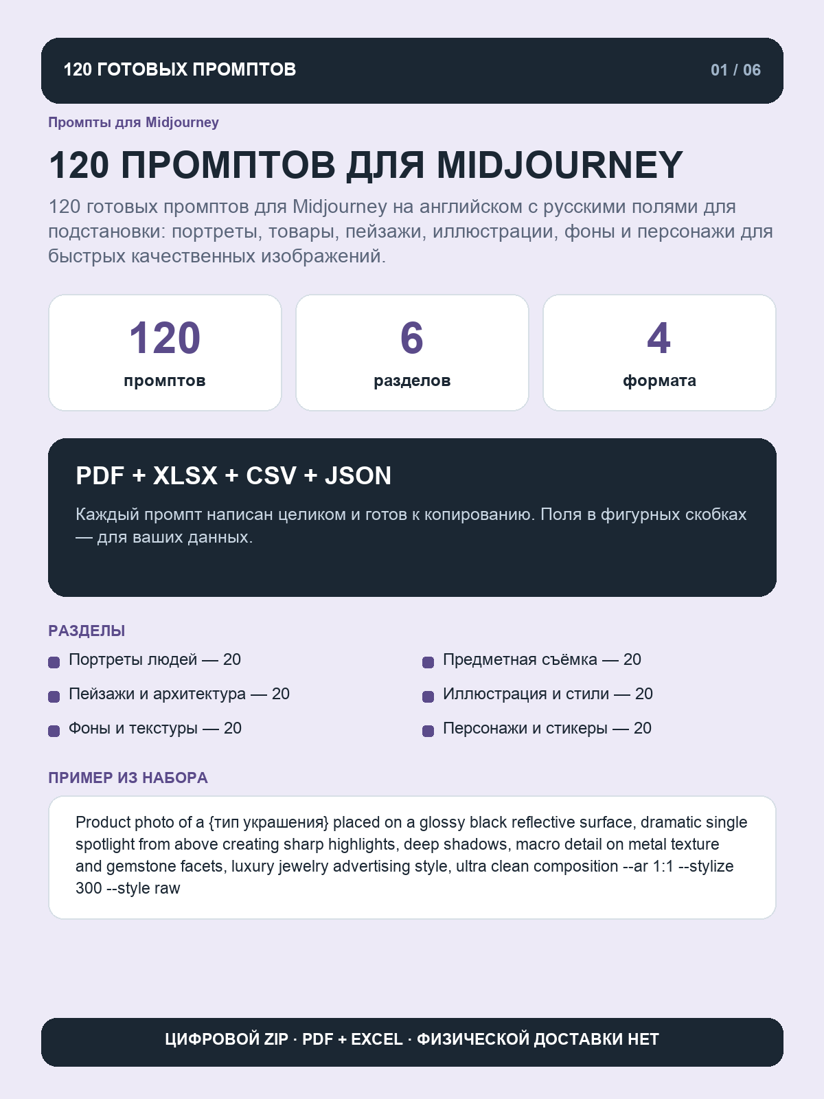 Промпты для Midjourney: 120 готовых запросов для генерации изображений, цифровой ZIP PDF Excel