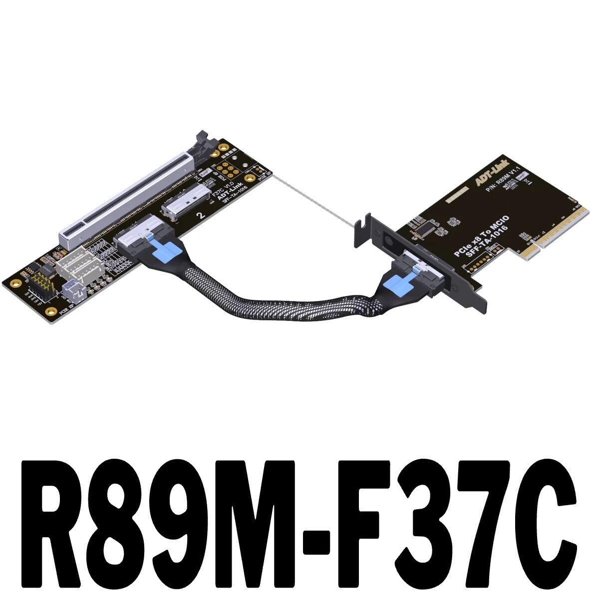 ADT-Link Ассистент R89M PCI-E 4.0 x8 на MCIO адаптер-райзер R89M-F37C-50cm