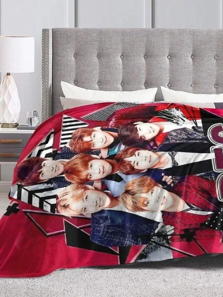 MXEB Плед с фотопринтом BTS Пледы БТС , Фланель, 200 см х 150 см