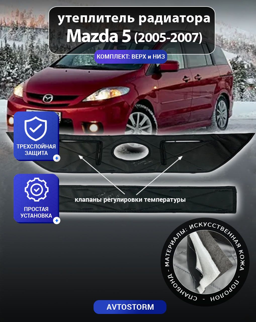 Утеплитель радиатора для автомобиля Mazda 5 I CR 2005-2007 - Мазда 5 ЦР