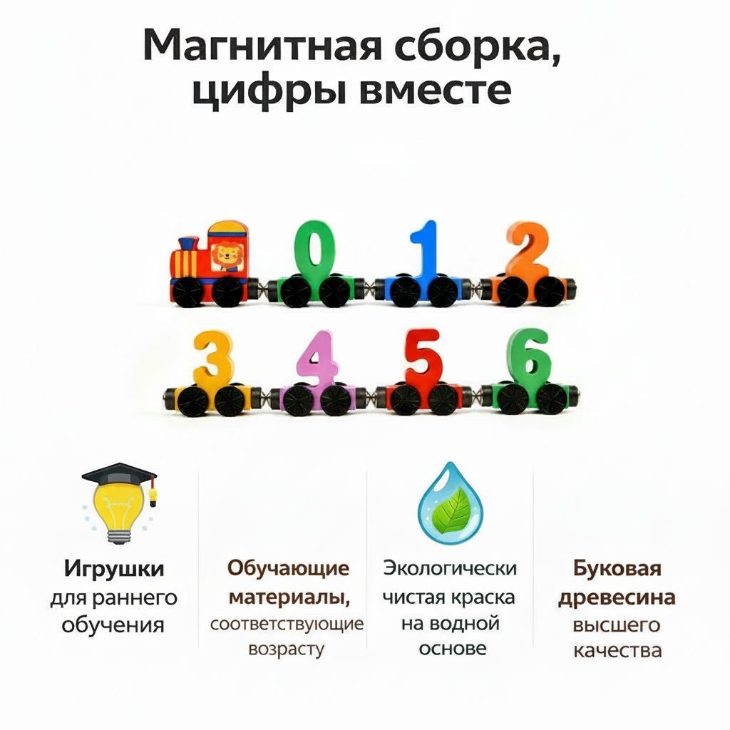 Магнитный цифровой паровозик, развивающая игрушка для детей 3-6 лет, подарок для мальчиков и девочек