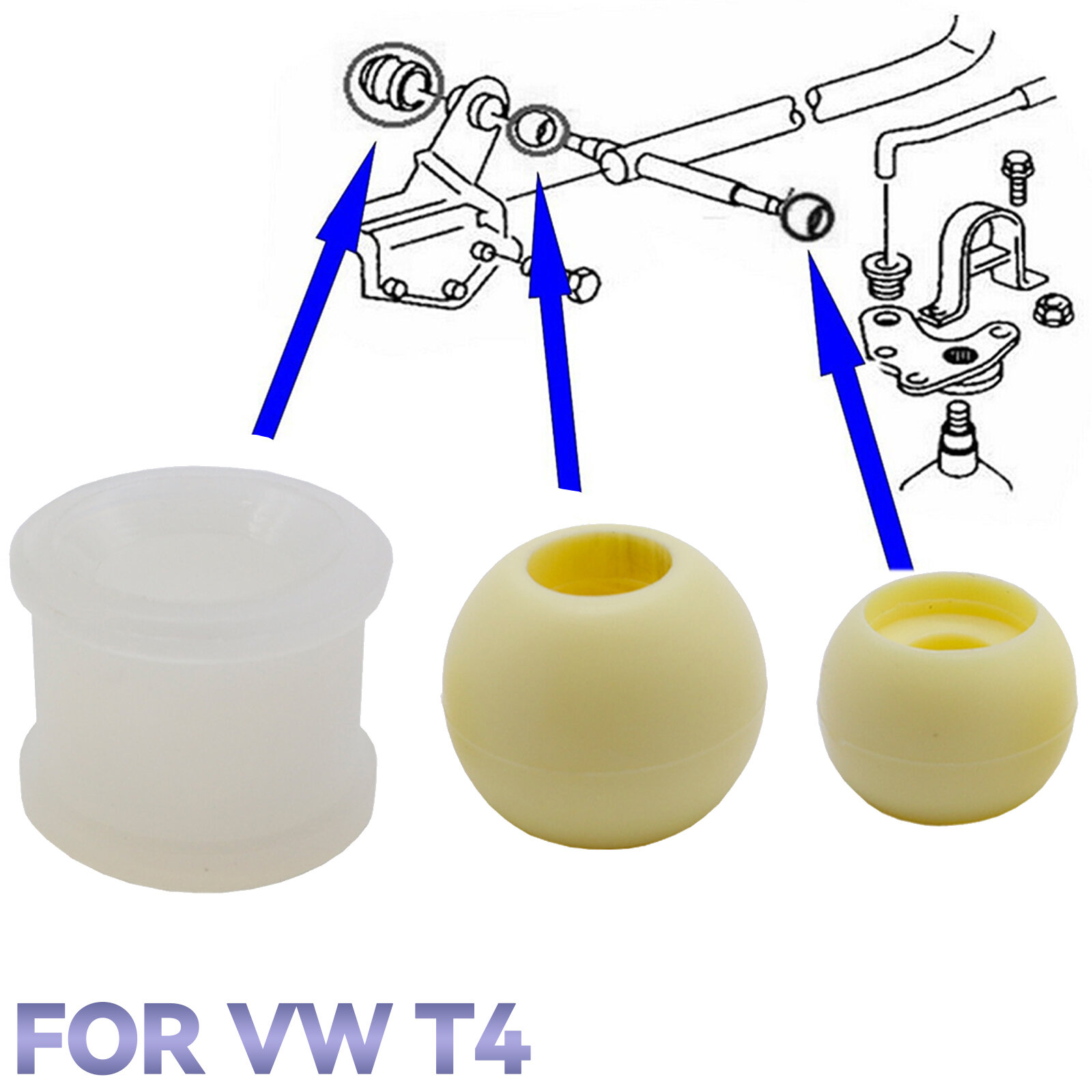 Втулки кулисы КПП 701711166 для VW T4 1990-2003, 3 шт, ремкомплект
