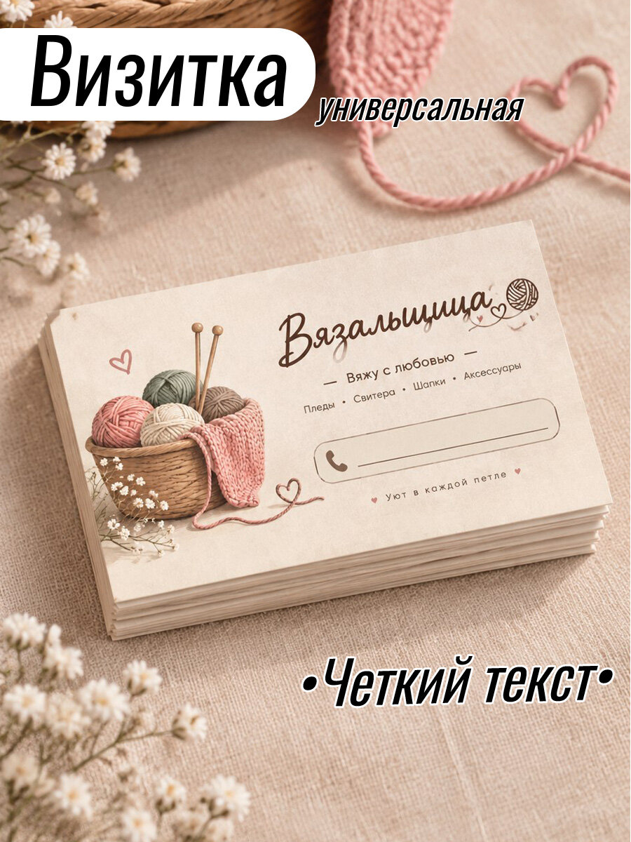 Визитки универсальные - Вязальщица, Вяжу на заказ