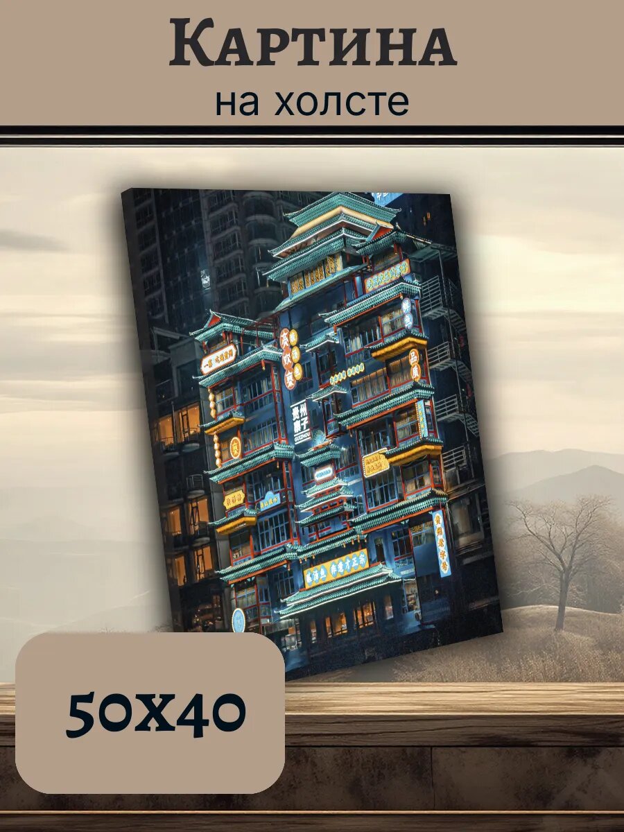 Картина Постер Китай China 40x50 футуристический киберпанк