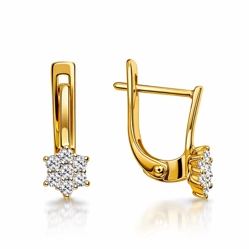 Серьги 585GOLD, красное золото, 585 проба, родирование, фианит