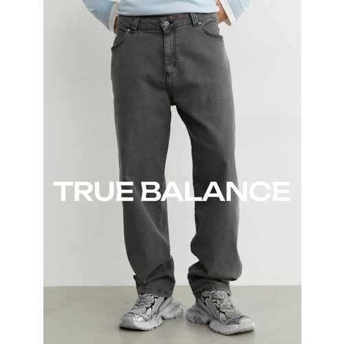 фото Джинсы широкие true balance, размер 52-54, серый