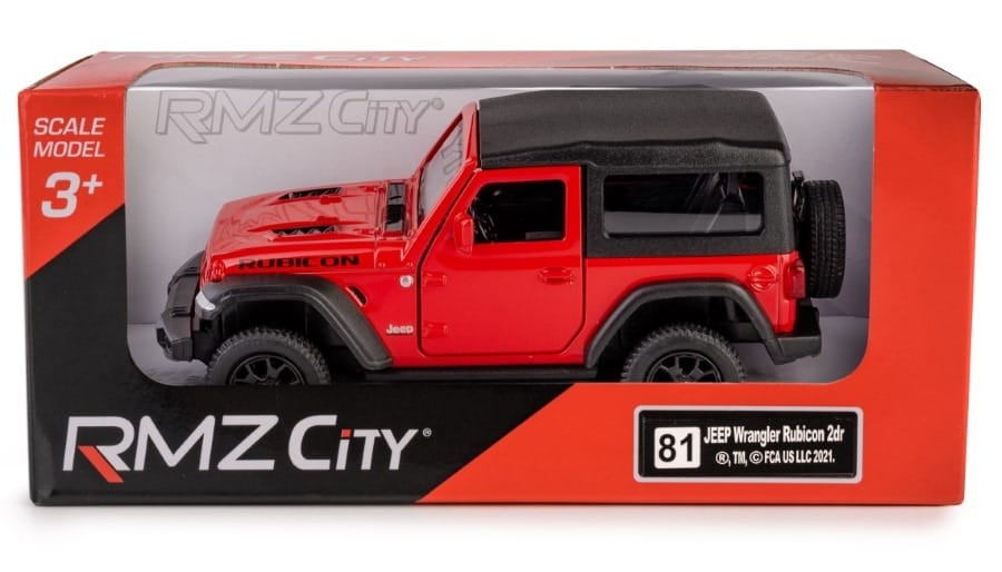 Игрушечная машинка Daffi RMZ City Jeep Wrangler Rubicon 2021 Soft Top, 1:32, красный