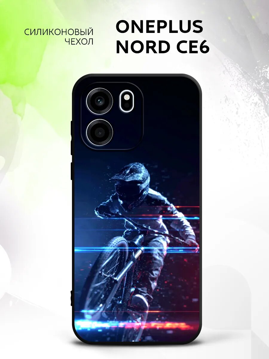 Чехол на OnePlus Nord CE6, ВанПлюс Норд СЕ6 защита камеры, накладка с рисунком мотоциклист