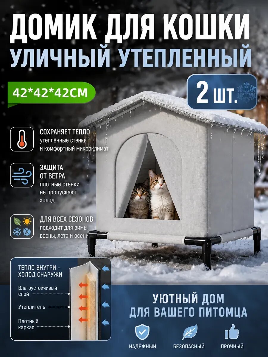 Будка для собак уличная утепленная 42*42*42
