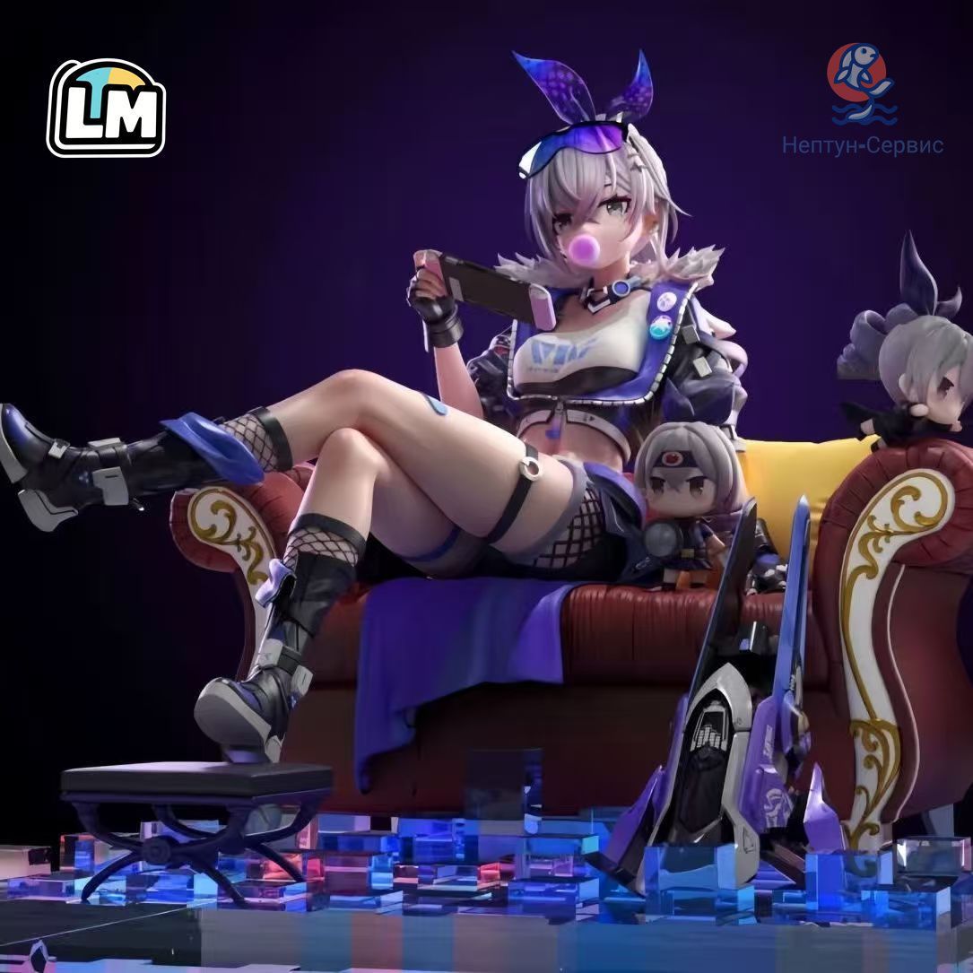 LM Фигурка Silver Wolf Honkai: Star Rail Поза на красном диване с мини-фигуркой и техно- quipment