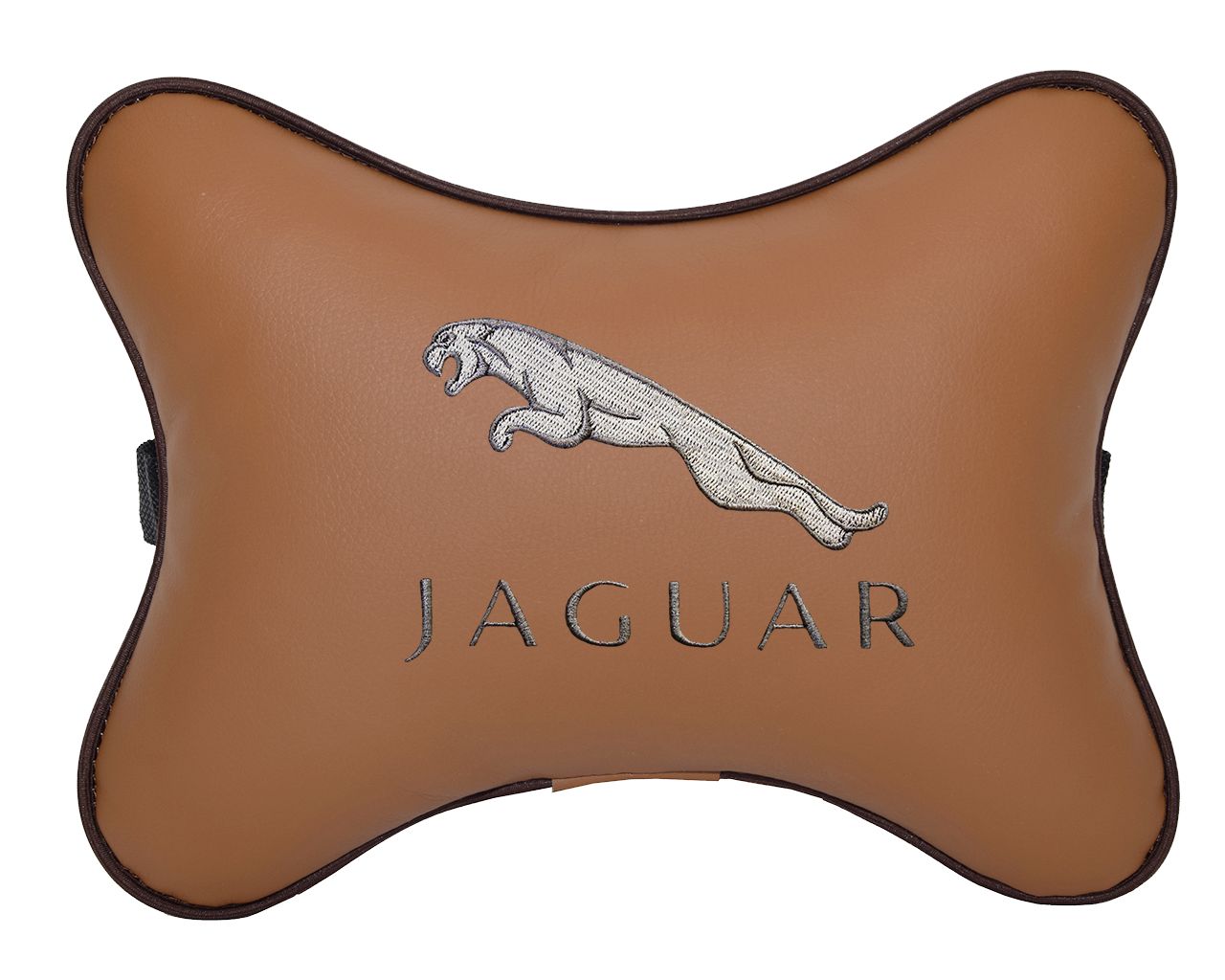 Подушка на подголовник автомобильная с эффектом "памяти" рыжая экокожа JAGUAR