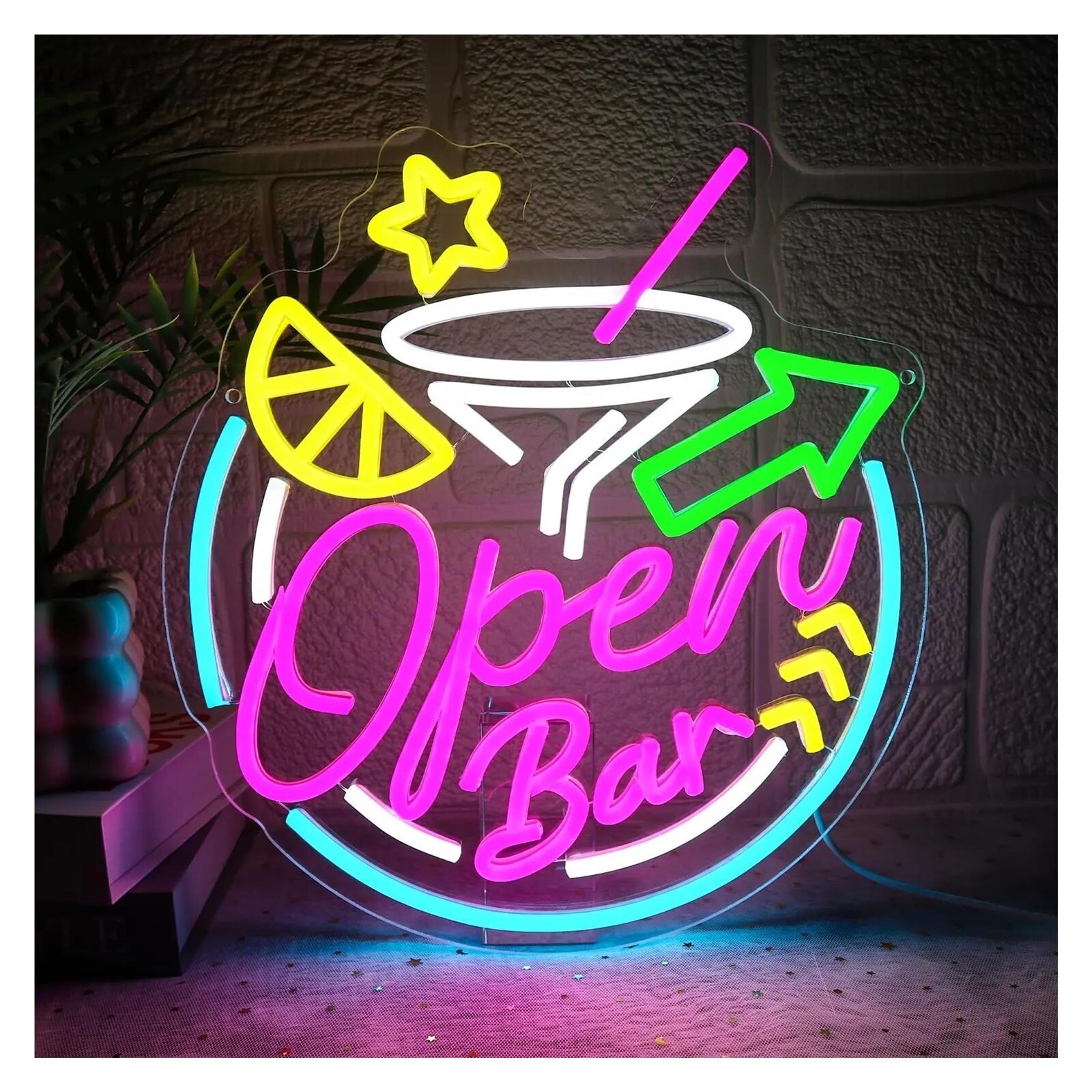 Open Bar Неоновая Вывеска 42смx38,5см