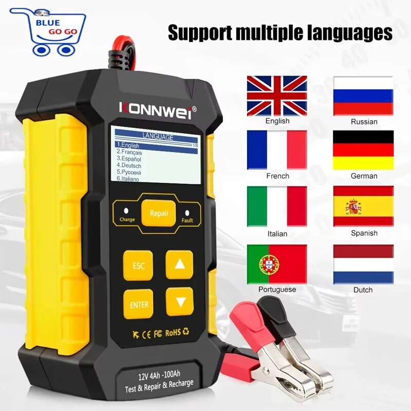 KONNWEI KW510 тестер аккумулятора 12В UK PLUG