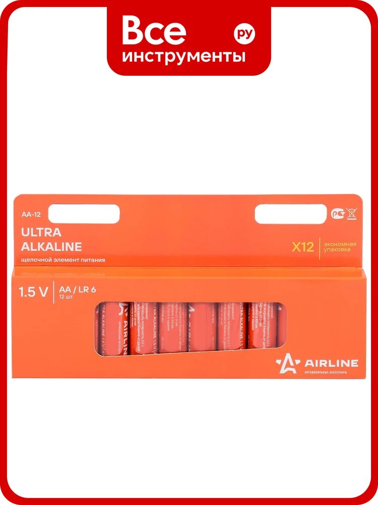 Батарейки Airline LR6/AA, щелочные, 12 шт. AA-12