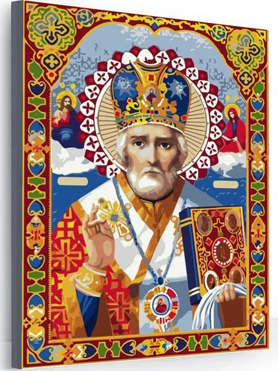 Картина по номерам "Икона николай чудотворец", на холсте на подрамнике, 40 x 50 см