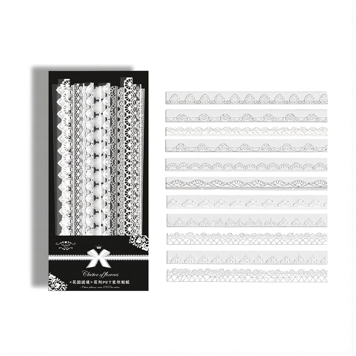 Набор для декора скрапбукинга тонкие прозрачные кружевные наклейки из ПЭТ 12 штук для украшения страниц дневника открыток