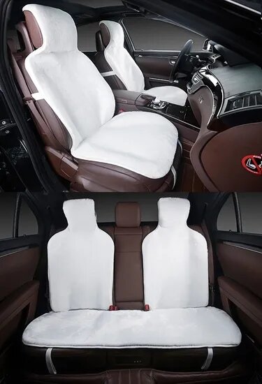 Накидки для Ford Focus седан III (2010-2026) / Форд Фокус на сиденья на весь салон меховые, Короткий ворс, Белый