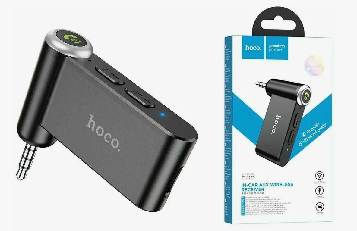 Адаптер-ресивер AUX Bluetooth Car Audio HOCO E58, беспроводное подключение, AUX-вход
