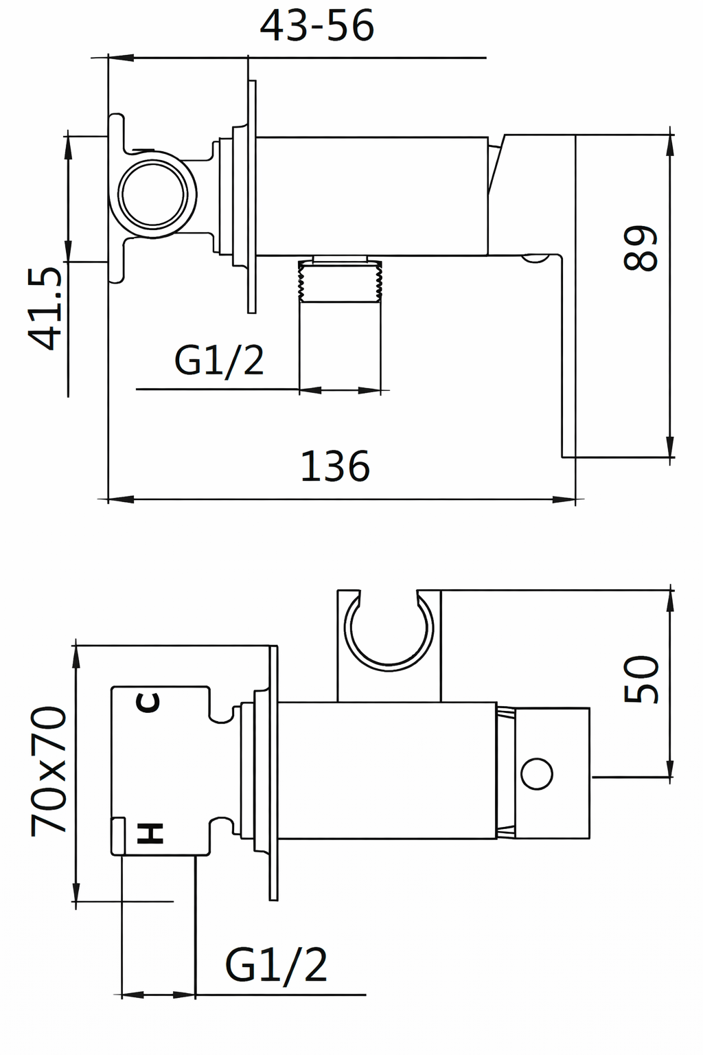Смеситель для биде гигиенический Shevanik S127T, латунь, рычажный — фото 1