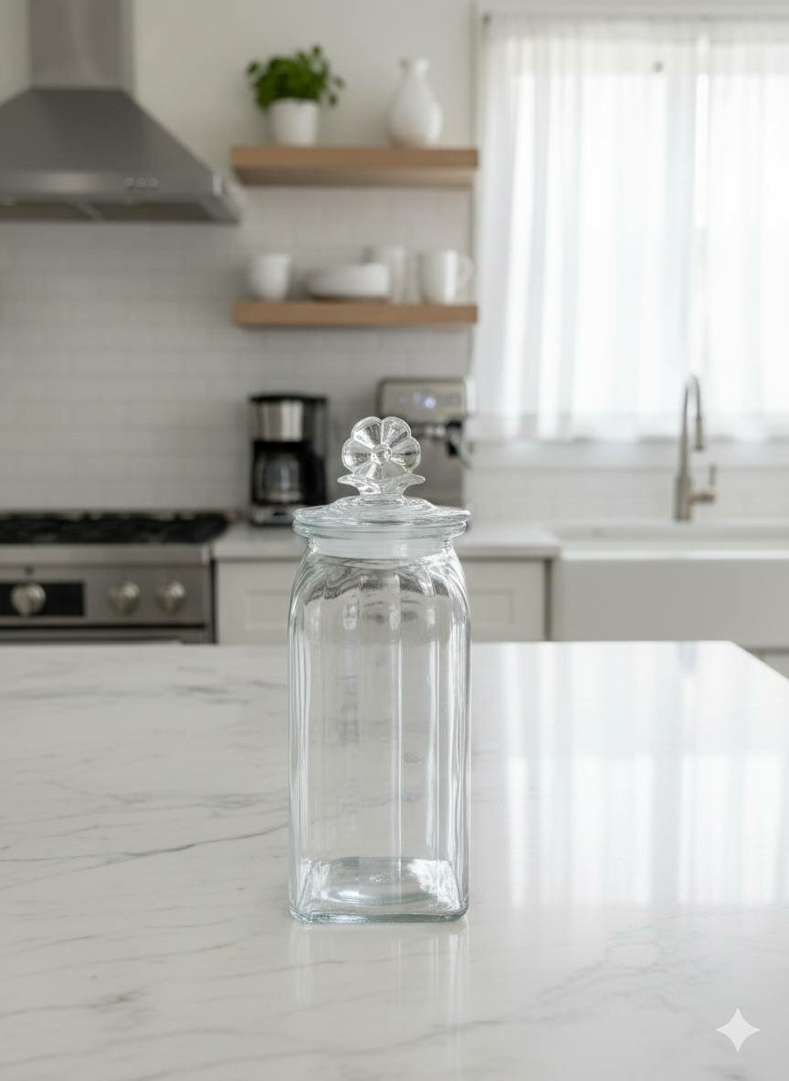 Банка для хранения с крышкой в виде цветочка из плотного стекла 1500 мл