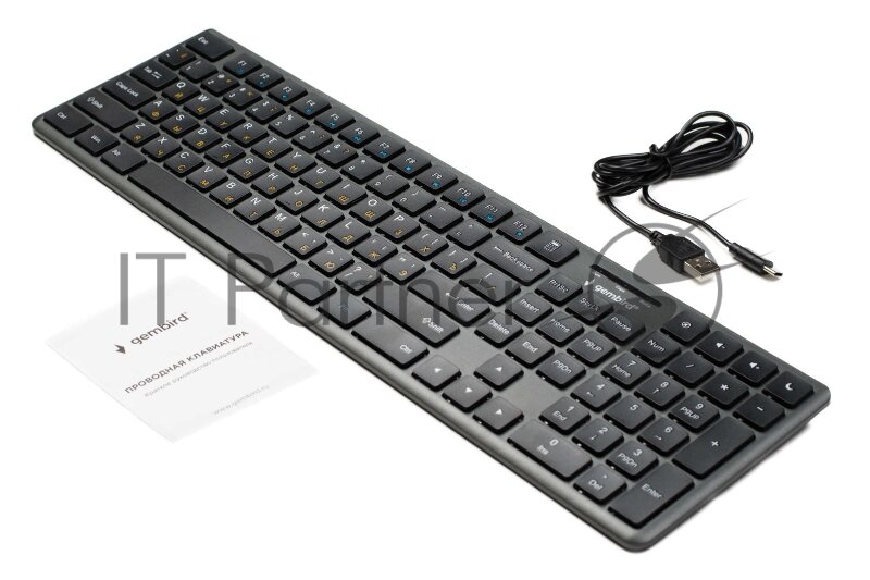 Проводная клавиатура Gembird KB-8460, полноразмерная, 103кл+5 доп, 12Fn, ножничная, тихая, 1.5м, черная