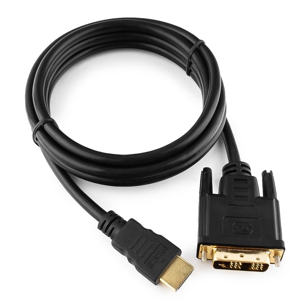 Кабель HDMI-DVI Cablexpert CC-HDMI-DVI-6, 19M/19M, single link, медь, позол. разъемы, экран, 1.8м, черный, пакет
