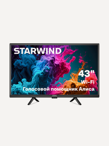 Изображение товара Телевизор Starwind SW-LED43UG405 43" LED, 4K Ultra HD, черный, смарт ТВ, YaOS
