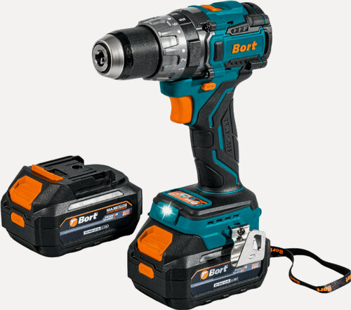 Изображение товара Дрель-шуруповерт аккумуляторная ударная BORT BAB-21U (2x4Ач+ЗУ), 100Нм, 18В, Бесщеточный двигатель