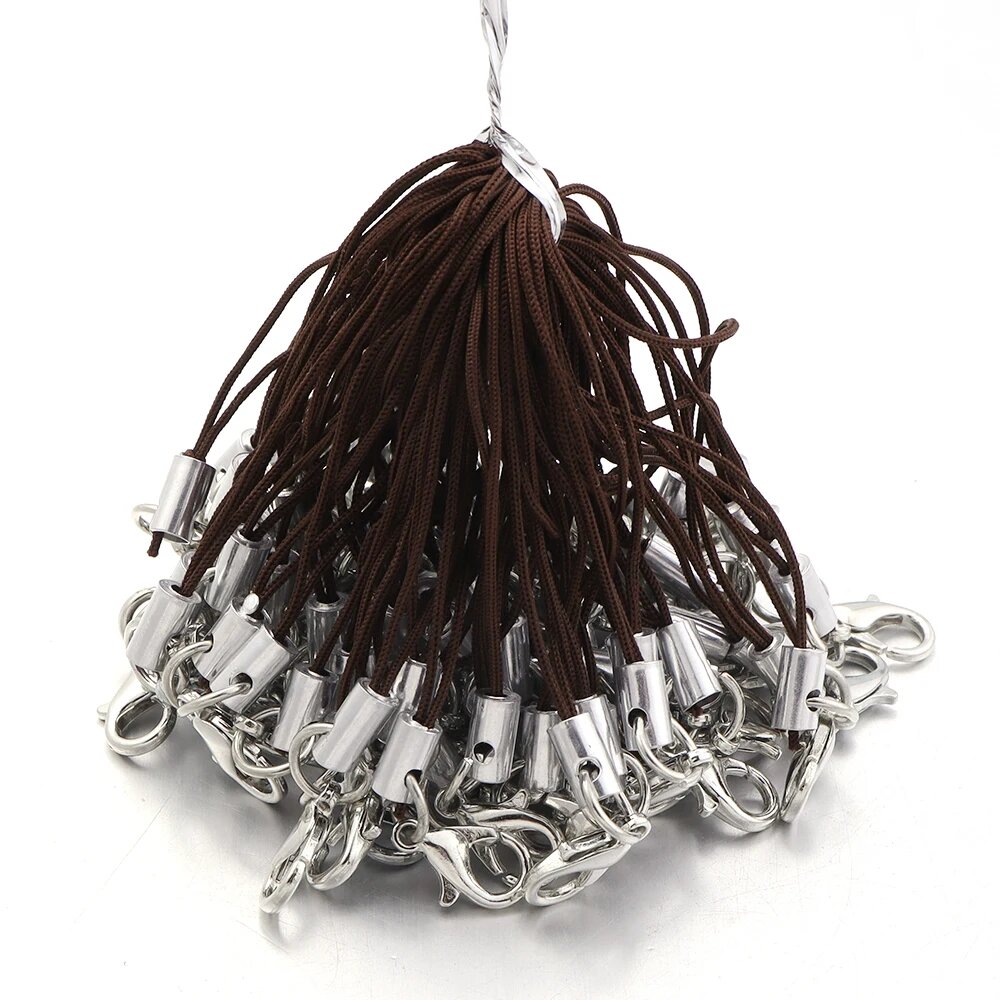 Полиэстеровые шнурки с карабином, 7см, Deep Brown, 100шт