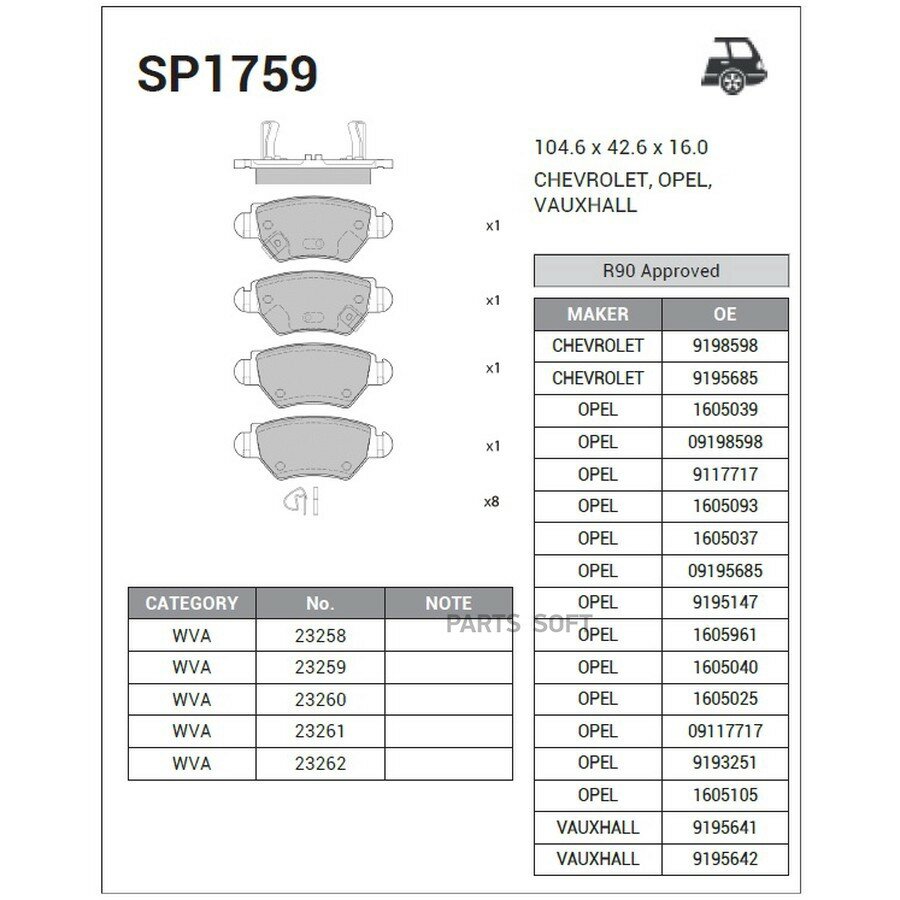 SANGSIN BRAKE SP1759 Колодки торм. зад