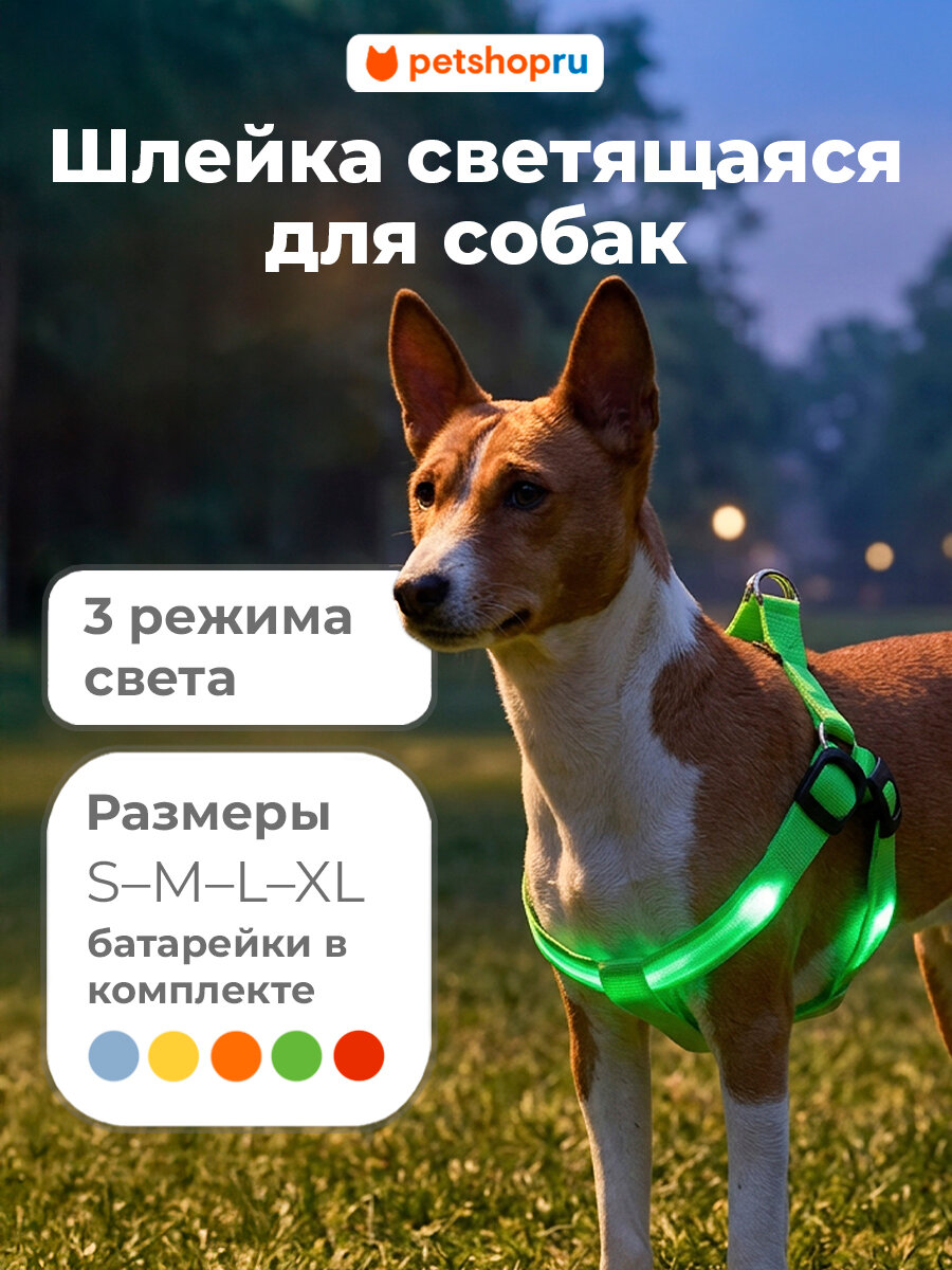 PETSHOP Шлейка для собак светящаяся "Лунтик", XL