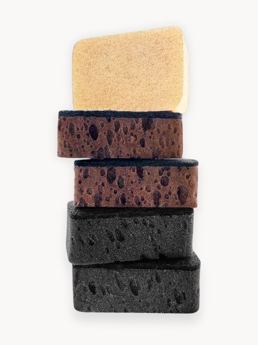 Губки для мытья посуды Lomberta Scandi 5 шт, износостойкие крупнопористые, хозяйственные универсальные