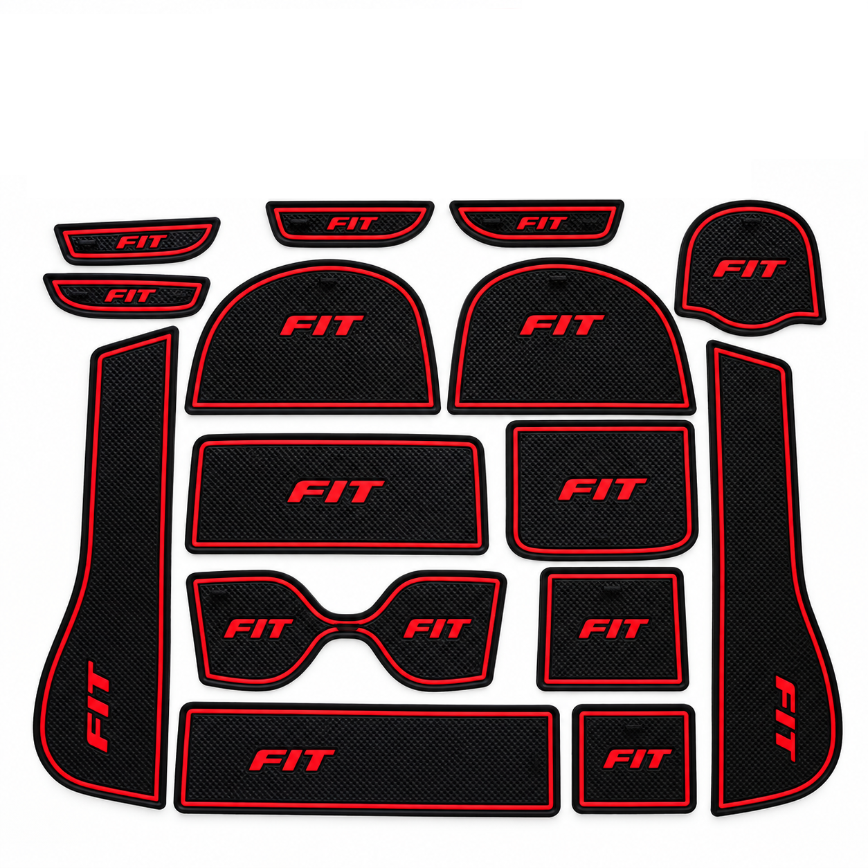 Силиконовые противоскользящие накладки MyPads на Honda Fit III 2013-20. рестайлинг в салон автомобиля на дверь, подстаканник, на подлокотник , черн.