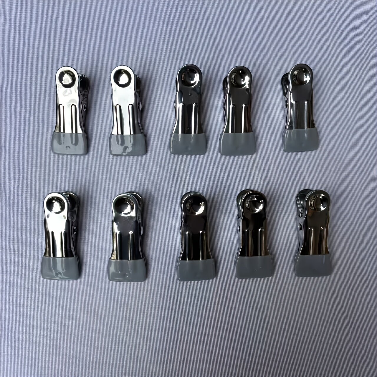 Прищепки для белья металлические ветрозащитные противоскользящие, 10 шт, серый цвет